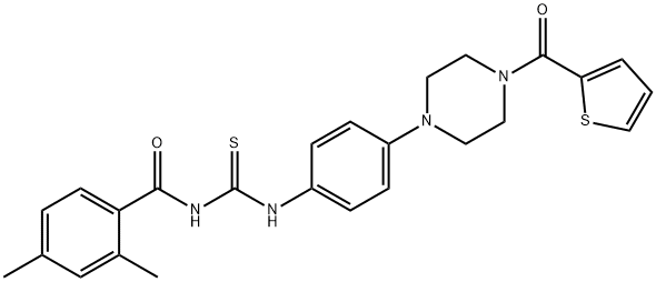 N-(2,4-dimethylbenzoyl)-N'-{4-[4-(2-thienylcarbonyl)-1-piperazinyl]phenyl}thiourea 구조식 이미지