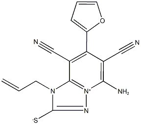 1-allyl-5-amino-6,8-dicyano-7-(2-furyl)-1H-[1,2,4]triazolo[1,5-a]pyridin-4-ium-2-thiolate 구조식 이미지