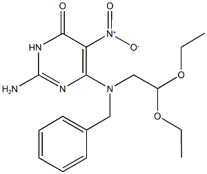 2-amino-6-[benzyl(2,2-diethoxyethyl)amino]-5-nitro-4(3H)-pyrimidinone 구조식 이미지