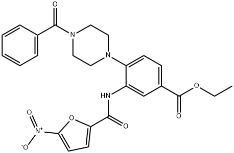 ethyl 4-(4-benzoyl-1-piperazinyl)-3-({5-nitro-2-furoyl}amino)benzoate Structure