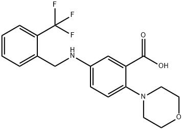 2-(4-morpholinyl)-5-{[2-(trifluoromethyl)benzyl]amino}benzoic acid Structure