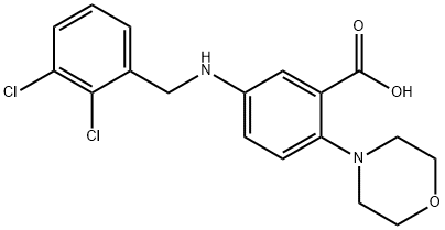 5-[(2,3-dichlorobenzyl)amino]-2-(4-morpholinyl)benzoic acid 구조식 이미지