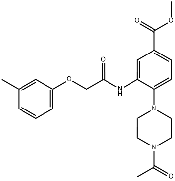 methyl 4-(4-acetyl-1-piperazinyl)-3-{[(3-methylphenoxy)acetyl]amino}benzoate 구조식 이미지