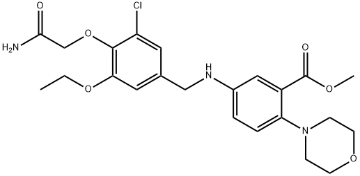 methyl 5-{[4-(2-amino-2-oxoethoxy)-3-chloro-5-ethoxybenzyl]amino}-2-(4-morpholinyl)benzoate 구조식 이미지