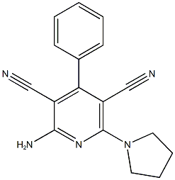 2-amino-4-phenyl-6-(1-pyrrolidinyl)-3,5-pyridinedicarbonitrile Structure