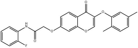 2-{[3-(2,5-dimethylphenoxy)-4-oxo-4H-chromen-7-yl]oxy}-N-(2-fluorophenyl)acetamide 구조식 이미지