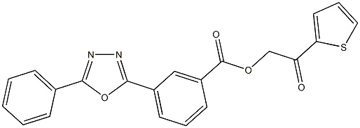 2-oxo-2-(2-thienyl)ethyl 3-(5-phenyl-1,3,4-oxadiazol-2-yl)benzoate 구조식 이미지