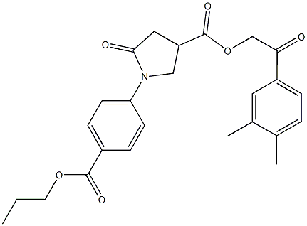 2-(3,4-dimethylphenyl)-2-oxoethyl 5-oxo-1-[4-(propoxycarbonyl)phenyl]-3-pyrrolidinecarboxylate 구조식 이미지