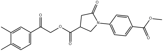 2-(3,4-dimethylphenyl)-2-oxoethyl 1-[4-(methoxycarbonyl)phenyl]-5-oxo-3-pyrrolidinecarboxylate 구조식 이미지