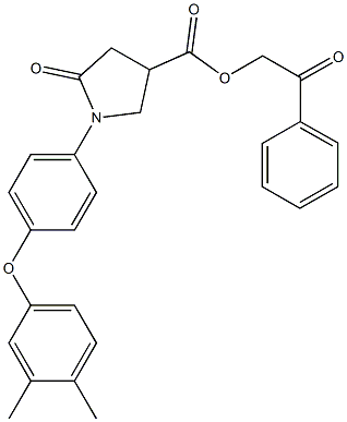 2-oxo-2-phenylethyl 1-[4-(3,4-dimethylphenoxy)phenyl]-5-oxo-3-pyrrolidinecarboxylate 구조식 이미지