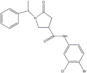 N-(4-bromo-3-chlorophenyl)-5-oxo-1-(1-phenylethyl)-3-pyrrolidinecarboxamide 구조식 이미지