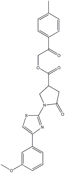 2-(4-methylphenyl)-2-oxoethyl 1-[4-(3-methoxyphenyl)-1,3-thiazol-2-yl]-5-oxo-3-pyrrolidinecarboxylate Structure