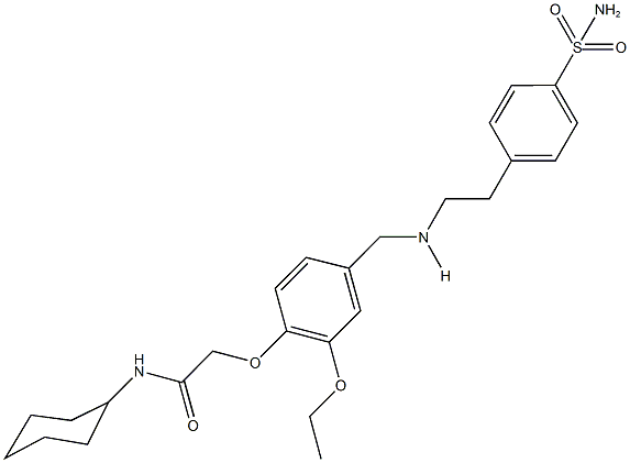 2-{4-[({2-[4-(aminosulfonyl)phenyl]ethyl}amino)methyl]-2-ethoxyphenoxy}-N-cyclohexylacetamide Structure