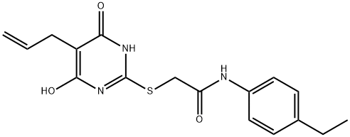 2-[(5-allyl-4-hydroxy-6-oxo-1,6-dihydro-2-pyrimidinyl)sulfanyl]-N-(4-ethylphenyl)acetamide 구조식 이미지