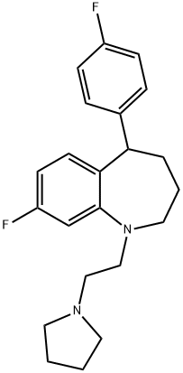 8-fluoro-5-(4-fluorophenyl)-1-[2-(1-pyrrolidinyl)ethyl]-2,3,4,5-tetrahydro-1H-1-benzazepine 구조식 이미지