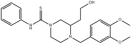 4-(3,4-dimethoxybenzyl)-3-(2-hydroxyethyl)-N-phenyl-1-piperazinecarbothioamide Structure