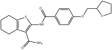 2-{[4-(tetrahydro-2-furanylmethoxy)benzoyl]amino}-4,5,6,7-tetrahydro-1-benzothiophene-3-carboxamide 구조식 이미지