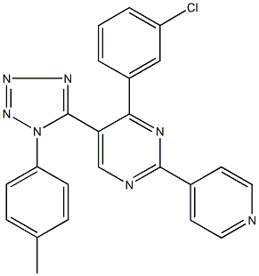 4-(3-chlorophenyl)-5-[1-(4-methylphenyl)-1H-tetraazol-5-yl]-2-(4-pyridinyl)pyrimidine Structure
