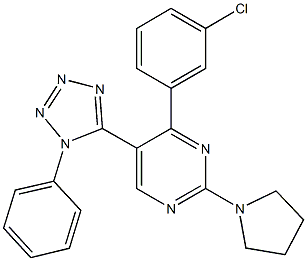 4-(3-chlorophenyl)-5-(1-phenyl-1H-tetraazol-5-yl)-2-(1-pyrrolidinyl)pyrimidine 구조식 이미지