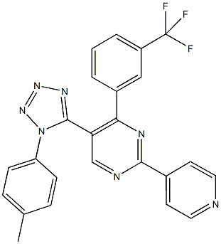 5-[1-(4-methylphenyl)-1H-tetraazol-5-yl]-2-(4-pyridinyl)-4-[3-(trifluoromethyl)phenyl]pyrimidine Structure