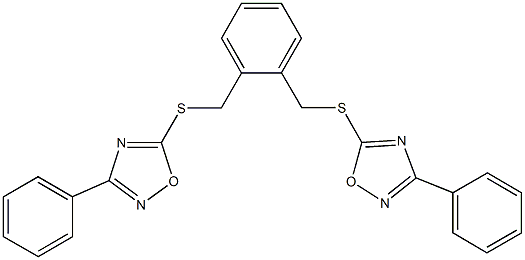 3-phenyl-5-[(2-{[(3-phenyl-1,2,4-oxadiazol-5-yl)sulfanyl]methyl}benzyl)sulfanyl]-1,2,4-oxadiazole 구조식 이미지