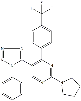 5-(1-phenyl-1H-tetraazol-5-yl)-2-(1-pyrrolidinyl)-4-[4-(trifluoromethyl)phenyl]pyrimidine 구조식 이미지