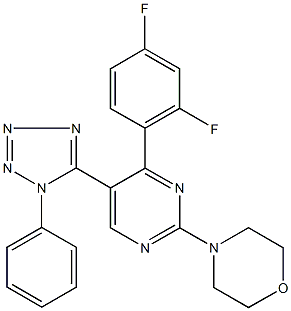 4-[4-(2,4-difluorophenyl)-5-(1-phenyl-1H-tetraazol-5-yl)-2-pyrimidinyl]morpholine 구조식 이미지