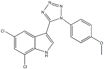 4-[5-(5,7-dichloro-1H-indol-3-yl)-1H-tetraazol-1-yl]phenyl methyl ether 구조식 이미지