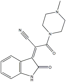 3-(4-methyl-1-piperazinyl)-3-oxo-2-(2-oxo-1,2-dihydro-3H-indol-3-ylidene)propanenitrile Structure