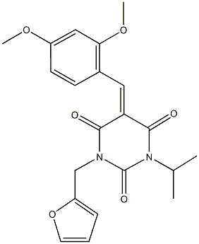 5-(2,4-dimethoxybenzylidene)-1-(2-furylmethyl)-3-isopropyl-2,4,6(1H,3H,5H)-pyrimidinetrione 구조식 이미지