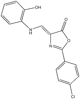 2-(4-chlorophenyl)-4-[(2-hydroxyanilino)methylene]-1,3-oxazol-5(4H)-one Structure