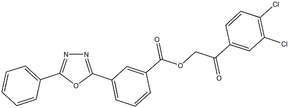 2-(3,4-dichlorophenyl)-2-oxoethyl 3-(5-phenyl-1,3,4-oxadiazol-2-yl)benzoate 구조식 이미지