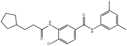 4-chloro-3-[(3-cyclopentylpropanoyl)amino]-N-(3,5-dimethylphenyl)benzamide 구조식 이미지