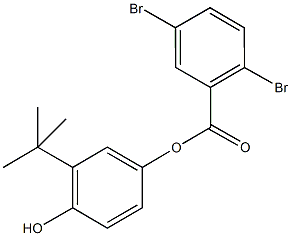 3-tert-butyl-4-hydroxyphenyl 2,5-dibromobenzoate 구조식 이미지