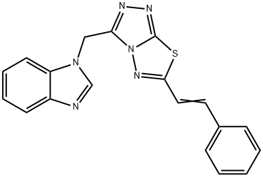 1-{[6-(2-phenylvinyl)[1,2,4]triazolo[3,4-b][1,3,4]thiadiazol-3-yl]methyl}-1H-benzimidazole 구조식 이미지