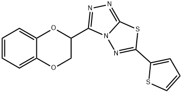 3-(2,3-dihydro-1,4-benzodioxin-2-yl)-6-(2-thienyl)[1,2,4]triazolo[3,4-b][1,3,4]thiadiazole 구조식 이미지