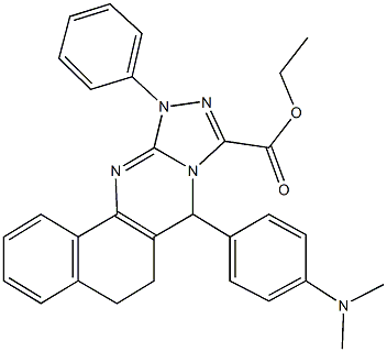 ethyl 7-[4-(dimethylamino)phenyl]-11-phenyl-5,6,7,11-tetrahydrobenzo[h][1,2,4]triazolo[3,4-b]quinazoline-9-carboxylate 구조식 이미지