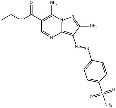 ethyl 2,7-diamino-3-{[4-(aminosulfonyl)phenyl]diazenyl}pyrazolo[1,5-a]pyrimidine-6-carboxylate Structure