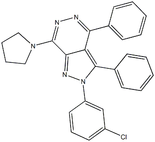 2-(3-chlorophenyl)-3,4-diphenyl-7-(1-pyrrolidinyl)-2H-pyrazolo[3,4-d]pyridazine Structure