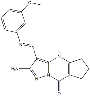 2-amino-3-[(3-methoxyphenyl)diazenyl]-4,5,6,7-tetrahydro-8H-cyclopenta[d]pyrazolo[1,5-a]pyrimidin-8-one 구조식 이미지