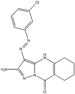 2-amino-3-[(3-chlorophenyl)diazenyl]-5,6,7,8-tetrahydropyrazolo[5,1-b]quinazolin-9(4H)-one 구조식 이미지