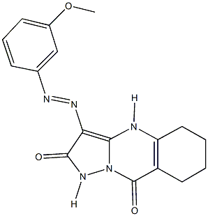 3-[(3-methoxyphenyl)diazenyl]-5,6,7,8-tetrahydropyrazolo[5,1-b]quinazoline-2,9(1H,4H)-dione 구조식 이미지