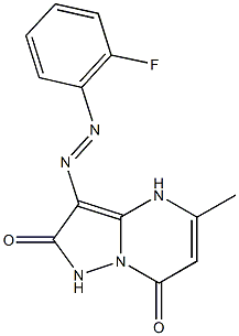 3-[(2-fluorophenyl)diazenyl]-5-methylpyrazolo[1,5-a]pyrimidine-2,7(1H,4H)-dione Structure