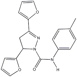 3,5-di(2-furyl)-N-(4-methylphenyl)-4,5-dihydro-1H-pyrazole-1-carboxamide Structure