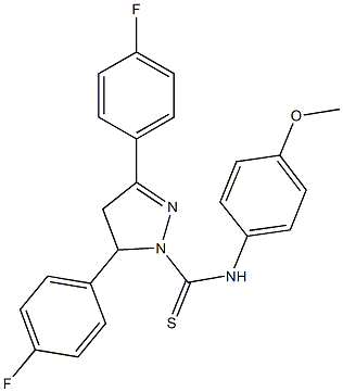 3,5-bis(4-fluorophenyl)-N-(4-methoxyphenyl)-4,5-dihydro-1H-pyrazole-1-carbothioamide 구조식 이미지