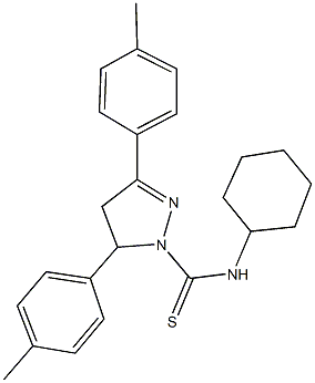 N-cyclohexyl-3,5-bis(4-methylphenyl)-4,5-dihydro-1H-pyrazole-1-carbothioamide 구조식 이미지