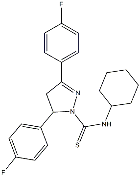 N-cyclohexyl-3,5-bis(4-fluorophenyl)-4,5-dihydro-1H-pyrazole-1-carbothioamide 구조식 이미지