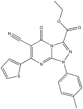 ethyl 6-cyano-1-(4-methylphenyl)-5-oxo-7-(2-thienyl)-1,5-dihydro[1,2,4]triazolo[4,3-a]pyrimidine-3-carboxylate 구조식 이미지