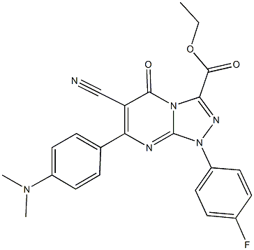 ethyl 6-cyano-7-[4-(dimethylamino)phenyl]-1-(4-fluorophenyl)-5-oxo-1,5-dihydro[1,2,4]triazolo[4,3-a]pyrimidine-3-carboxylate 구조식 이미지