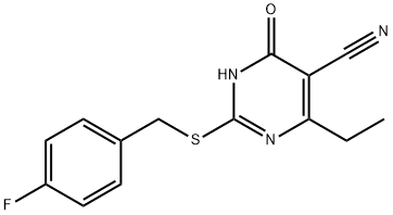 4-ethyl-2-[(4-fluorobenzyl)sulfanyl]-6-oxo-1,6-dihydro-5-pyrimidinecarbonitrile 구조식 이미지